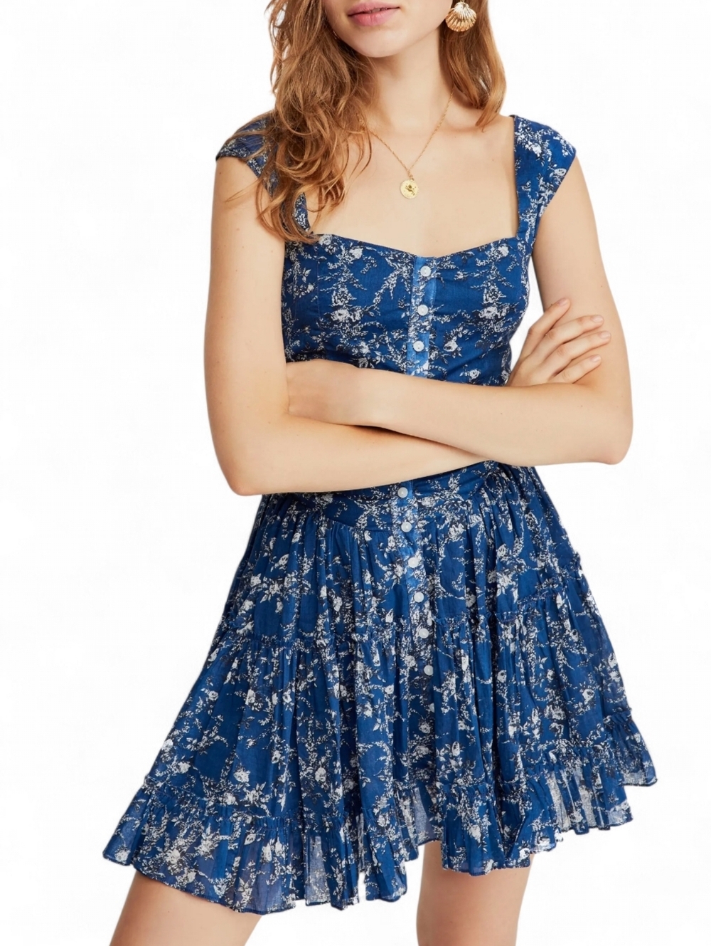 Free People Blue Floral Mini Dress